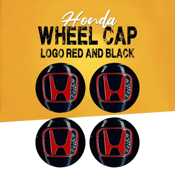 Honda Wheel Cap Logo Red And Black - 4 pieces - Center Hub Badge SehgalMotors.pk