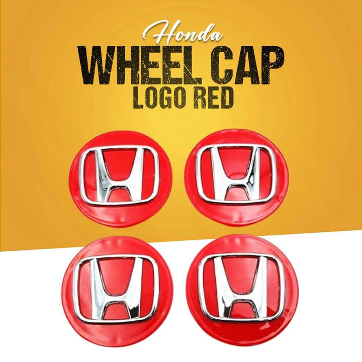 Honda Wheelcap Logos 4 Pcs - Red - Center Hub Badge SehgalMotors.pk