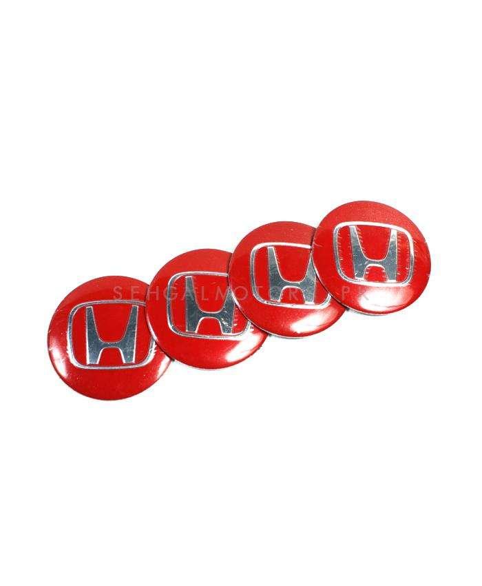 Honda Wheelcap Logos 4 Pcs - Red - Center Hub Badge SehgalMotors.pk