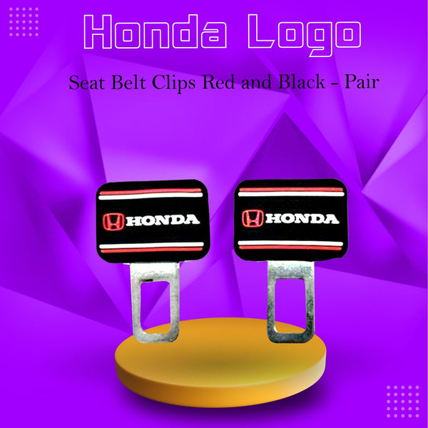 Honda With Logo Seat Belt Clips Red and Black - Pair SehgalMotors.pk