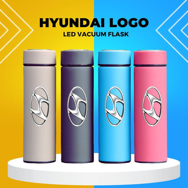 Hyundai Logo Vacuum Flask LED Temperature Display Multi Color SehgalMotors.pk
