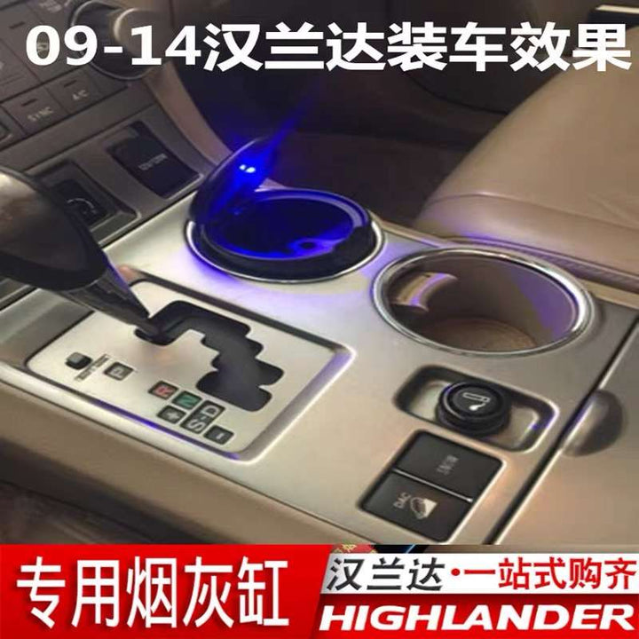 Car Led Ashtray Portable Black with Blue Night LED Vehicle Ashtray