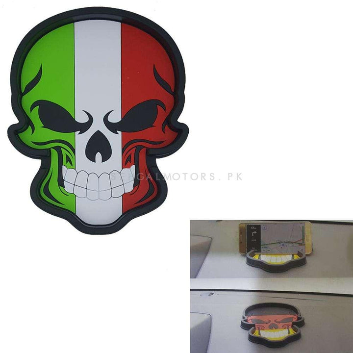 Italy Flag Skull Style Anti-Skid Nonslip Dashboard Mats - Silicon Type Material | Car Anti Slip Mat SehgalMotors.pk