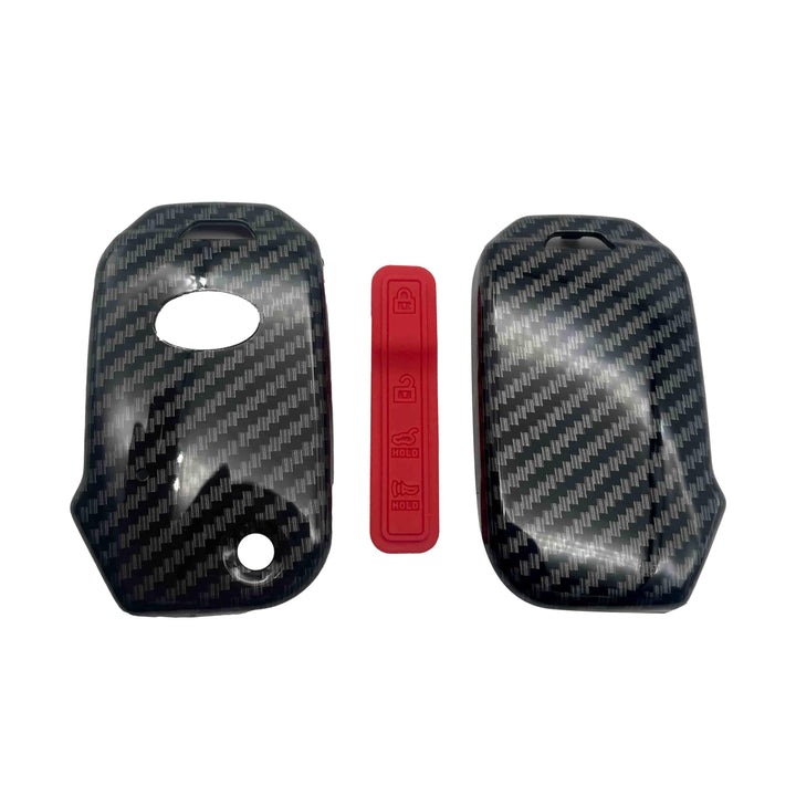 KIA Alpha Jack Knife Plastic Protection Key Cover Carbon Fiber With Red 4 Buttons - Model 2019 -2021 SehgalMotors.pk
