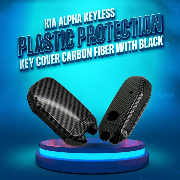 KIA Alpha Keyless Plastic Protection Key Cover Carbon Fiber With Black PVC 4 Buttons - Model 2019 -2021 SehgalMotors.pk