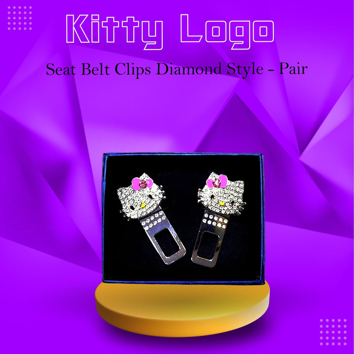 Kitty Seat Belt Clips Diamond Style - Pair - Car Safety Belt Buckle Alarm Canceler Stopper SehgalMotors.pk