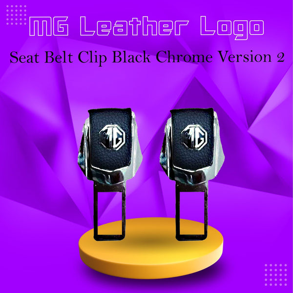 MG Leather Logo Seat Belt Clip Black Chrome Version 2 SehgalMotors.pk