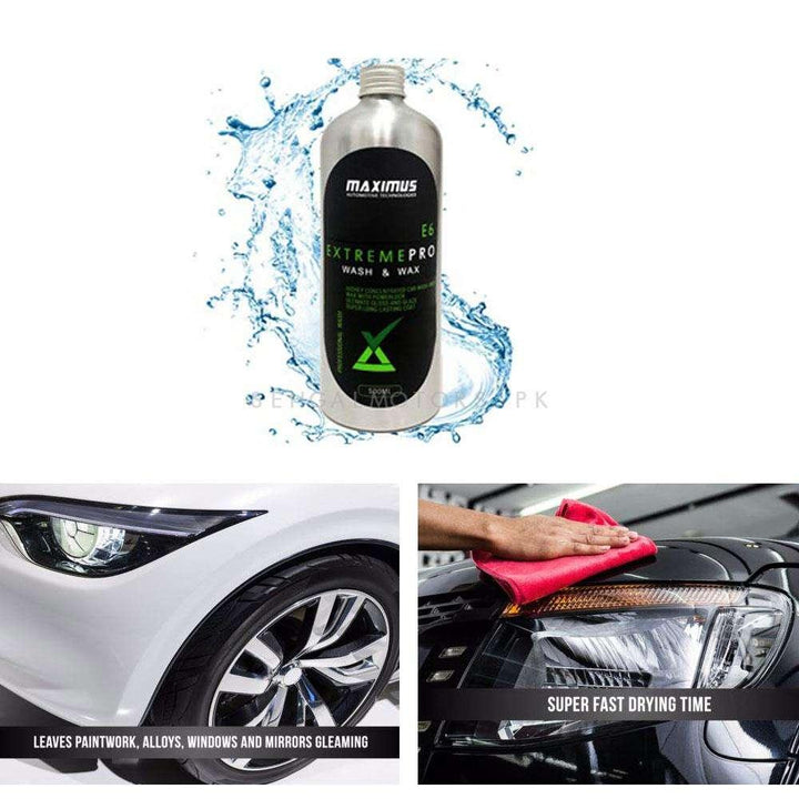 Maximus Extreme Pro Wash & Wax Shampoo E6 500ml - Car Glossy Shampoo Cleaning Agent SehgalMotors.pk