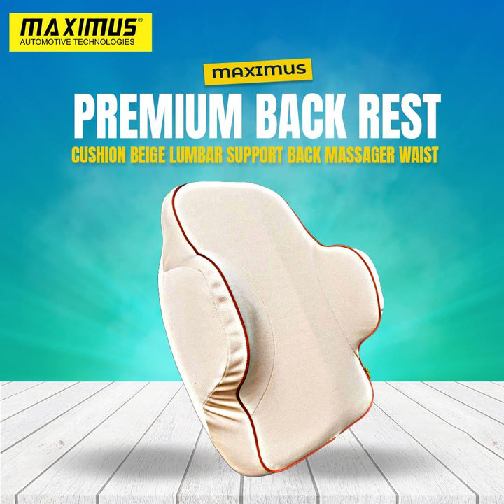 Maximus Premium Back Rest Cushion Beige Lumbar Support Back Massager Waist SehgalMotors.pk