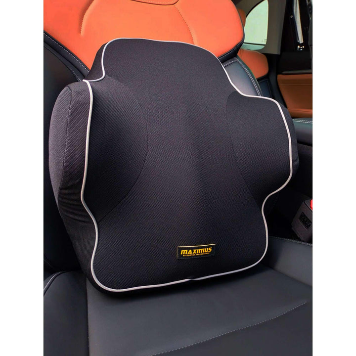 Maximus Premium Back Rest Cushion Black Lumbar Support Back Massager Waist SehgalMotors.pk