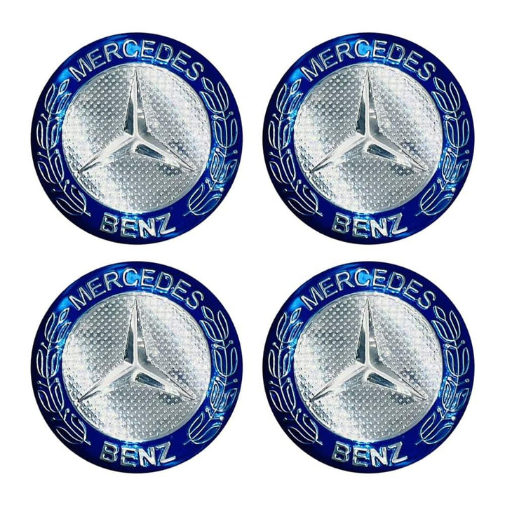 Mercedes Benz Wheel Cap Logo Blue Color - 4 Pieces - Center Hub Badge SehgalMotors.pk