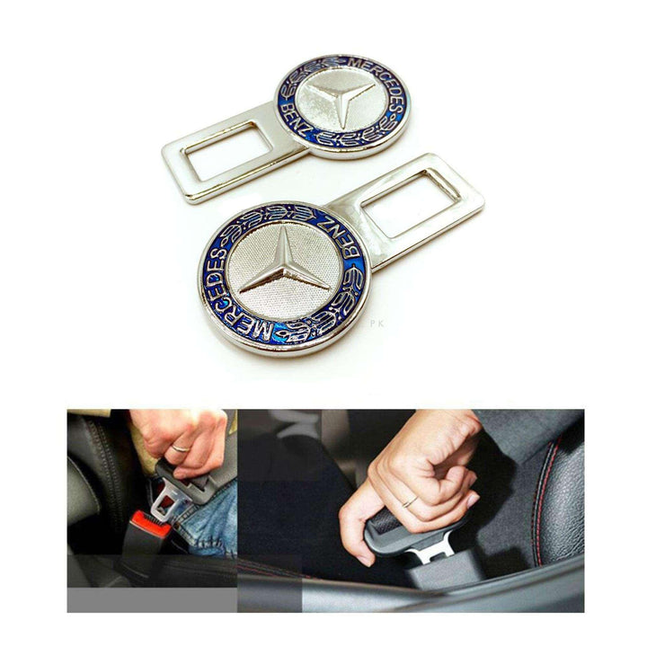 Mercedes Logo Seat Belt Clip Multi Color- Chrome - Car Safety Belt Buckle Alarm Canceler Stopper SehgalMotors.pk