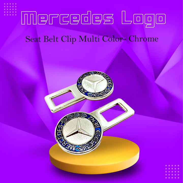 Mercedes Logo Seat Belt Clip Multi Color- Chrome - Car Safety Belt Buckle Alarm Canceler Stopper SehgalMotors.pk