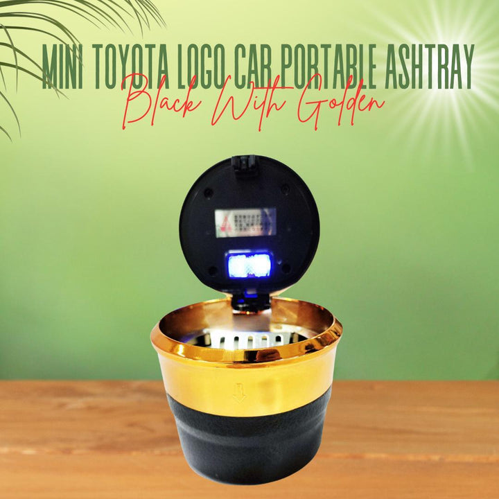 Mini Toyota Logo Car Portable Ashtray Black With Golden SehgalMotors.pk
