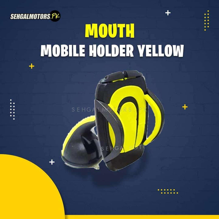 Mouth Mobile Holder Yellow - Phone Holder | Mobile Holder | Car Cell Mobile Phone Holder Stand SehgalMotors.pk