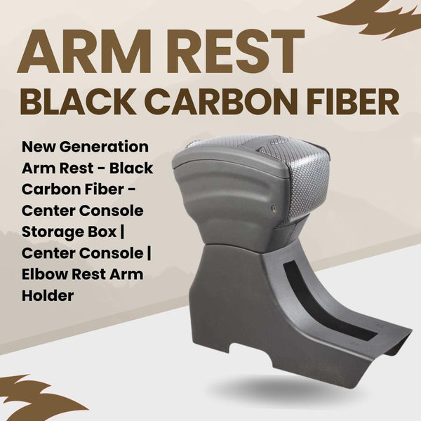 New Generation Arm Rest - Black Carbon Fiber - Center Console Storage Box | Center Console | Elbow Rest Arm Holder SehgalMotors.pk