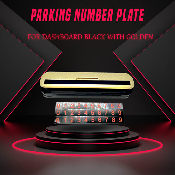 Parking Number Plate For Dashboard Black With Golden SehgalMotors.pk