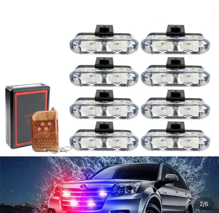 Police Flasher Red Blue with Remote - 8Pcs SehgalMotors.pk
