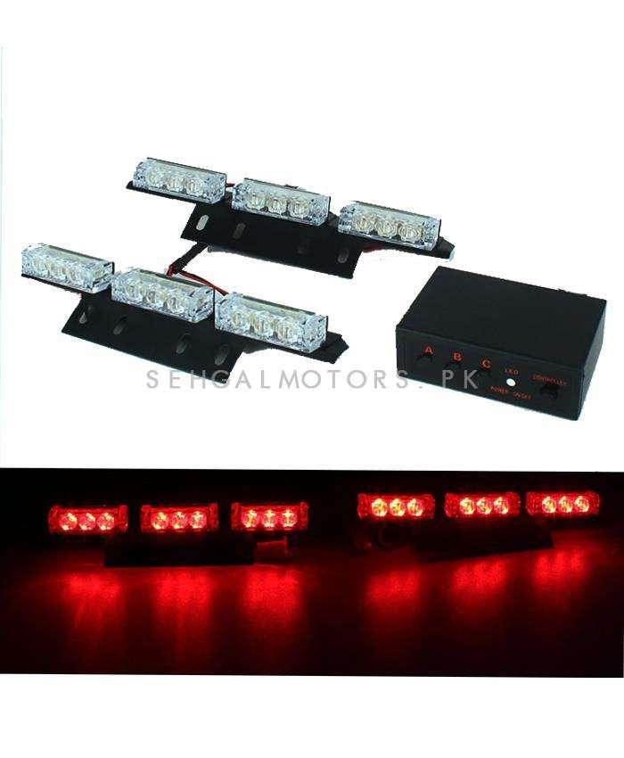 Police Heavy Duty Red and Blue Flashers Light For Grille with Kit SehgalMotors.pk