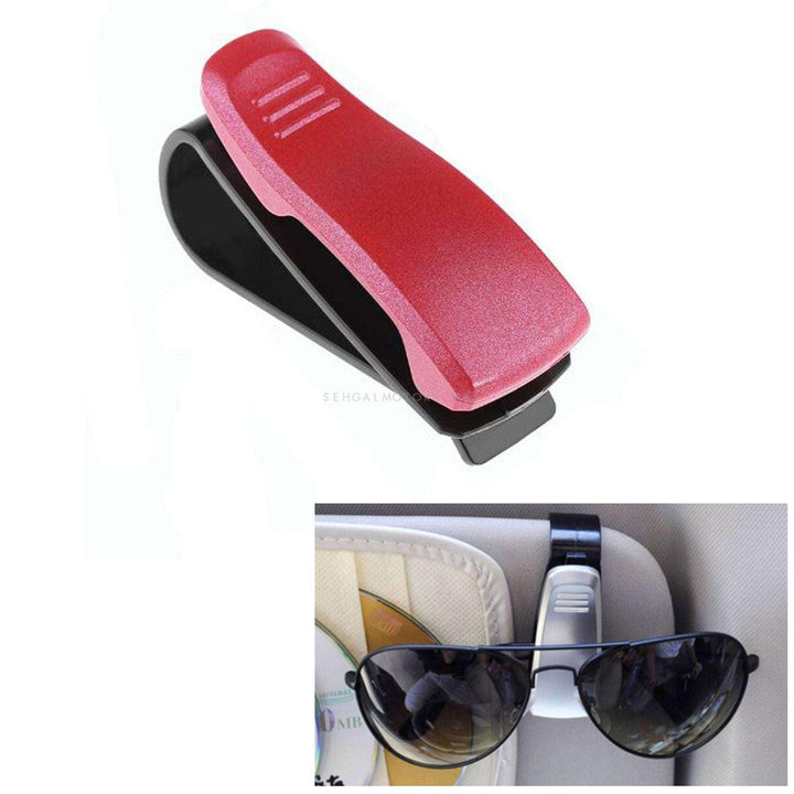 Portable Car Sun Glasses Clip Holder Black With Red SehgalMotors.pk