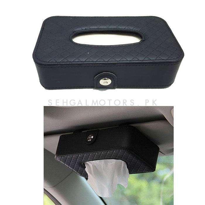 Premium Leather Car Sun Visor / Sunshade Tissue Holder Case Box - Black SehgalMotors.pk