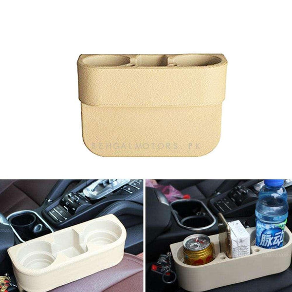 Seat Gap Filler with Cup Drink Holder Beige - Each SehgalMotors.pk