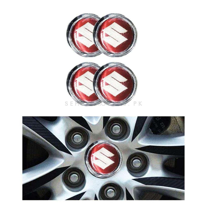 Suzuki Logo Wheel Hub Covers Red And Chrome SehgalMotors.pk