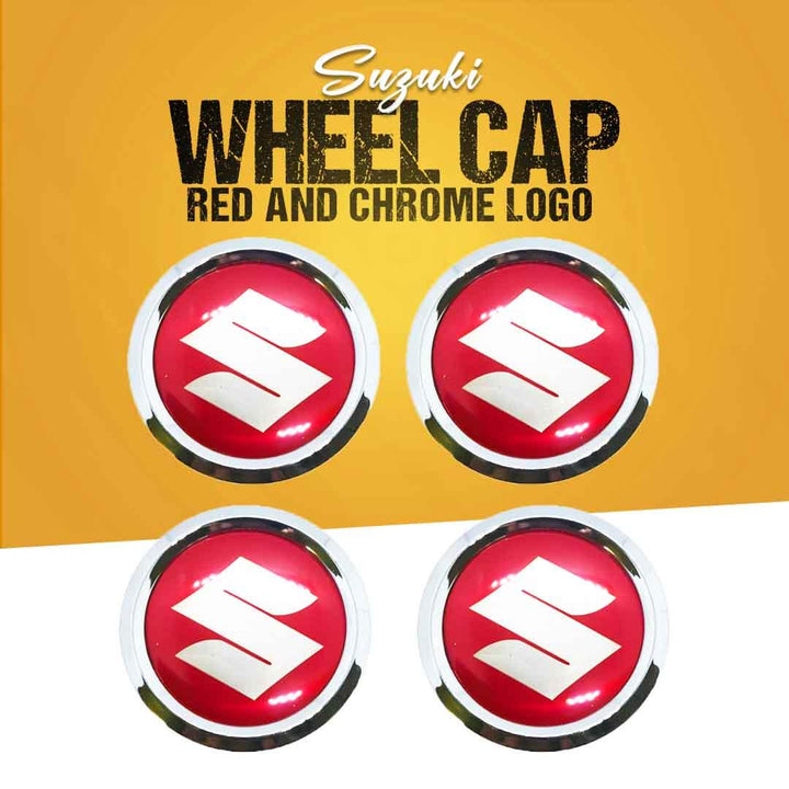 Suzuki Logo Wheel Hub Covers Red And Chrome SehgalMotors.pk