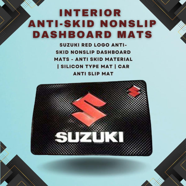 Suzuki Red Logo Anti-Skid Nonslip Dashboard Mats - Anti Skid Material | Silicon Type  Mat | Car Anti Slip Mat SehgalMotors.pk