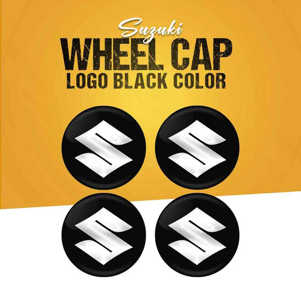 Suzuki Wheel Cap Logo Black - 4 Pieces - Center Hub Badge SehgalMotors.pk