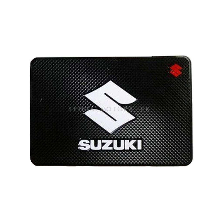 Suzuki White Logo Anti-Skid Nonslip Dashboard Mats - Silicon Type Material | Car Anti Slip Mat SehgalMotors.pk