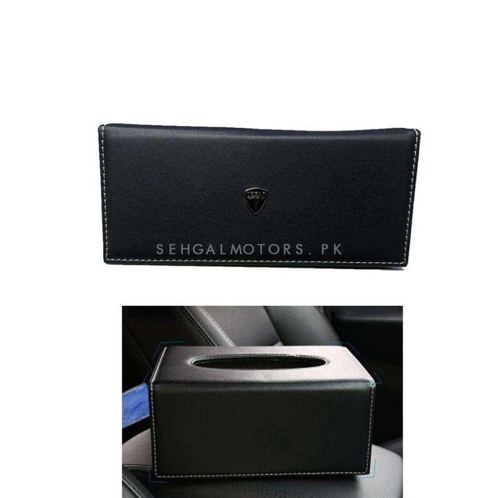 Tesla Leather Car Tissue Holder Case Box 9CM Black SehgalMotors.pk