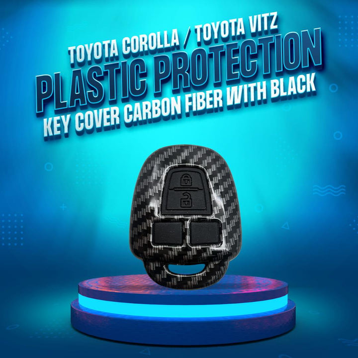 Toyota Corolla / Toyota Vitz Plastic Protection Key Cover Carbon Fiber With Black PVC 2 Buttons SehgalMotors.pk