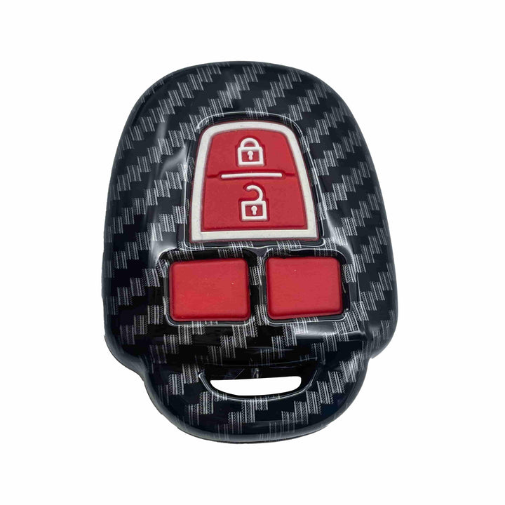 Toyota Corolla / Toyota Vitz Plastic Protection Key Cover Carbon Fiber With Red PVC 2 Buttons SehgalMotors.pk