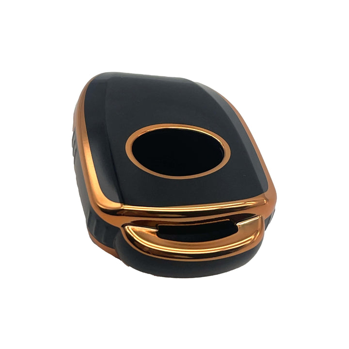 Toyota Corolla / Toyota Vitz TPU Plastic Protection Key Cover Black With Golden 2 Buttons SehgalMotors.pk