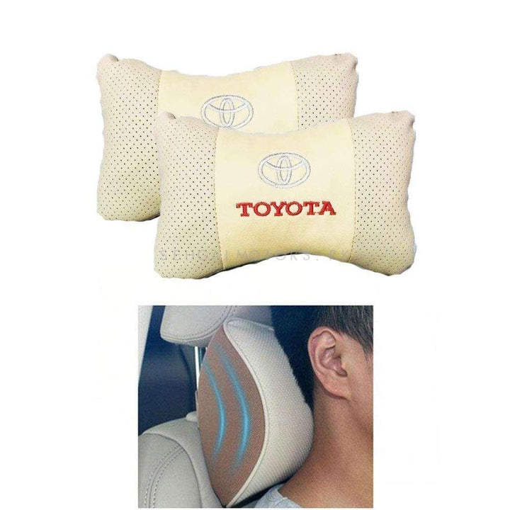 Toyota Logo Neck Rest Headrest Pillow Cushion Beige SehgalMotors.pk
