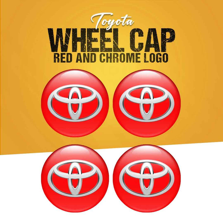 Toyota Logo Wheel Hub Covers Red And Chrome SehgalMotors.pk