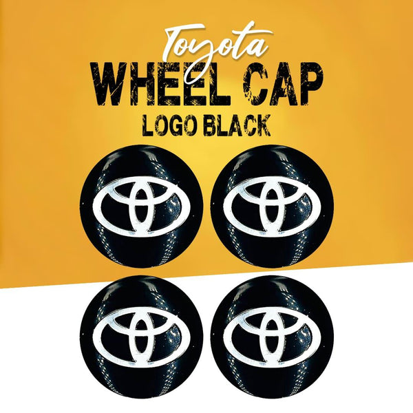 Toyota Wheel Cap Logo Black - 4 Pieces - Center Hub Badge SehgalMotors.pk