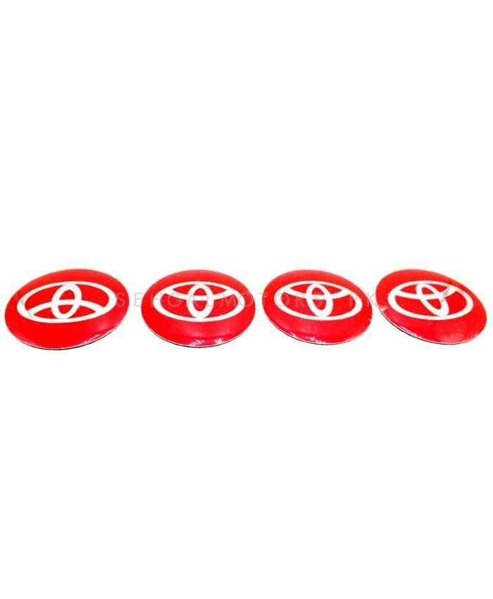 Toyota Wheel Cap Logo Red - 4 Pieces - Center Hub Badge SehgalMotors.pk