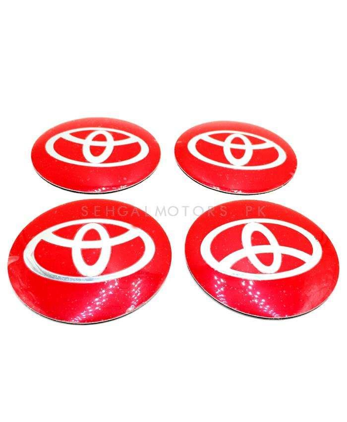 Toyota Wheel Cap Logo Red - 4 Pieces - Center Hub Badge SehgalMotors.pk