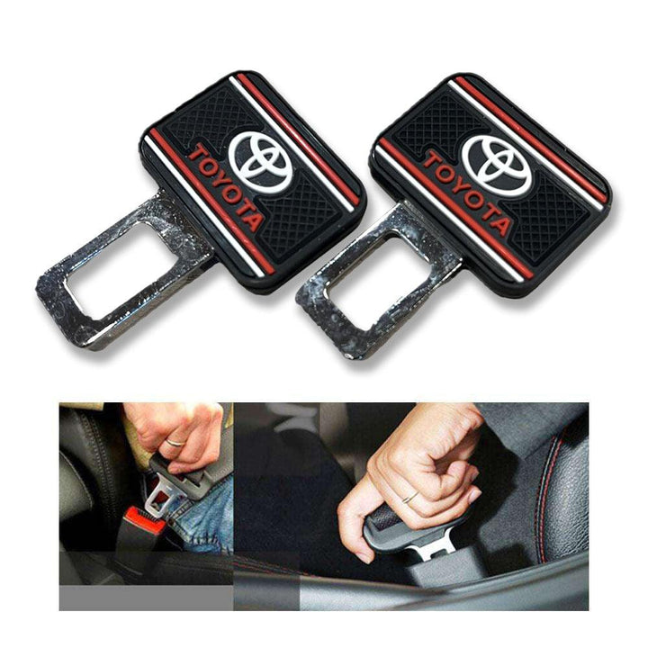 Toyota With Logo Seat Belt Clips Red and Black - Pair SehgalMotors.pk