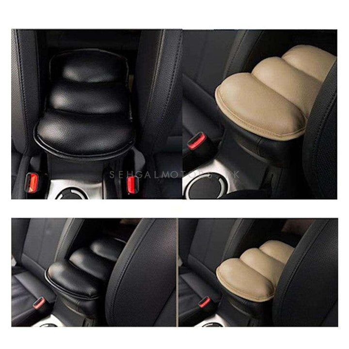 Universal Arm Rest PU Cushion - Beige - Car Armrest Cushion Pad | Car Seat Cover Auto Center Arm Rest Console Box Protective Mat SehgalMotors.pk
