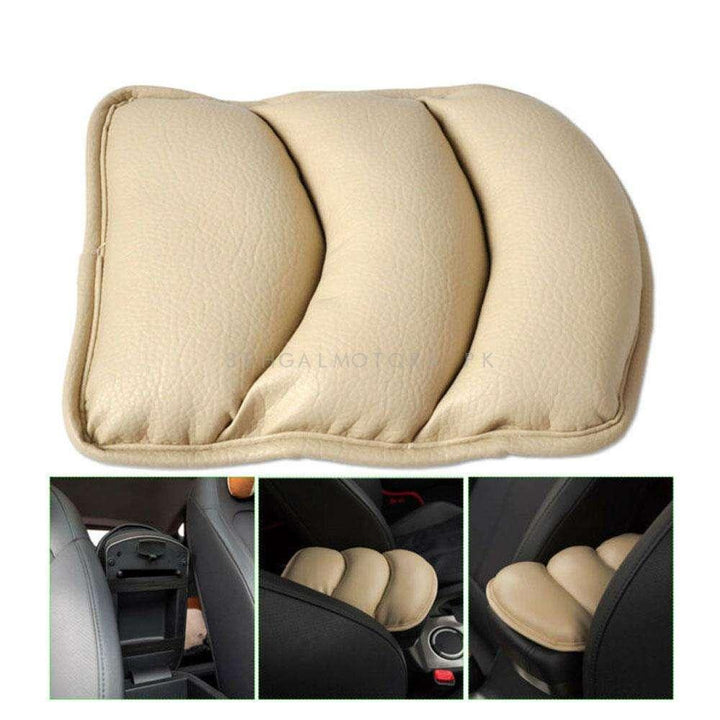 Universal Arm Rest PU Cushion - Beige - Car Armrest Cushion Pad | Car Seat Cover Auto Center Arm Rest Console Box Protective Mat SehgalMotors.pk