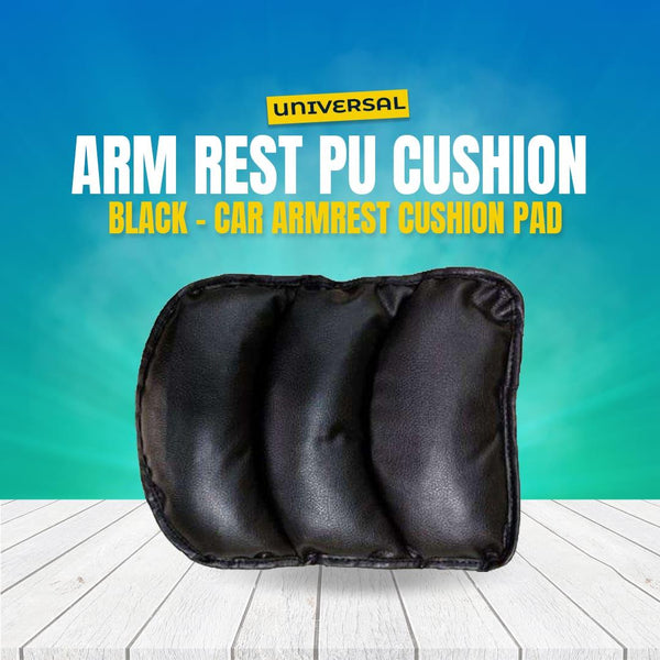 Universal Arm Rest PU Cushion - Black - Car Armrest Cushion Pad | Car Seat Cover Auto Center Arm Rest Console Box Protective Mat SehgalMotors.pk