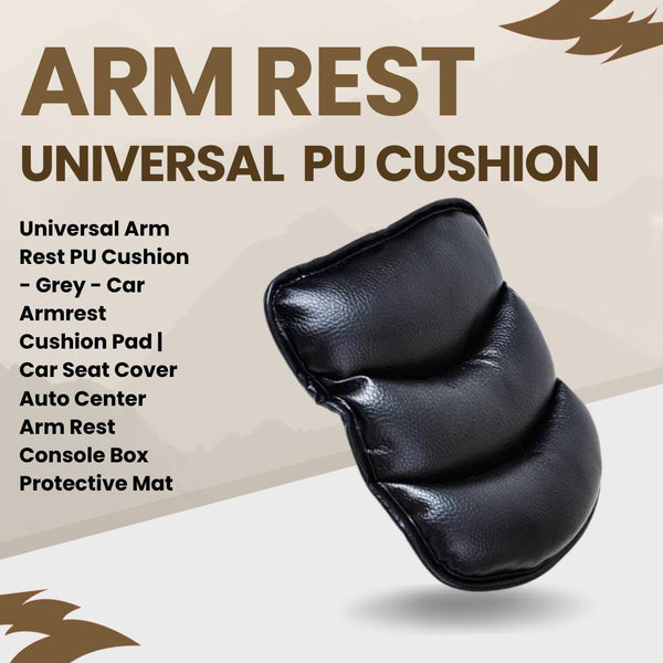 Universal Arm Rest PU Cushion - Grey - Car Armrest Cushion Pad | Car Seat Cover Auto Center Arm Rest Console Box Protective Mat SehgalMotors.pk