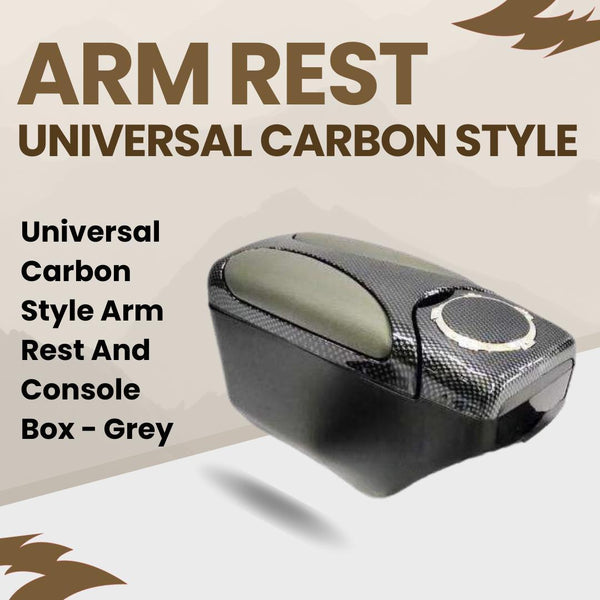 Universal Carbon Style Arm Rest And Console Box - Grey SehgalMotors.pk