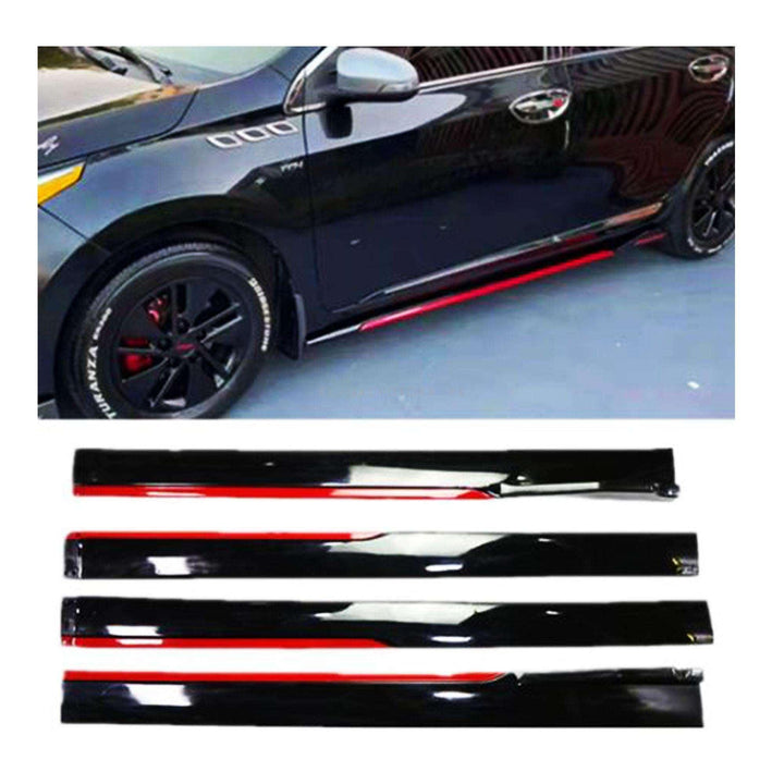 Universal Glossy Black Side Skirts With Red Detail SehgalMotors.pk