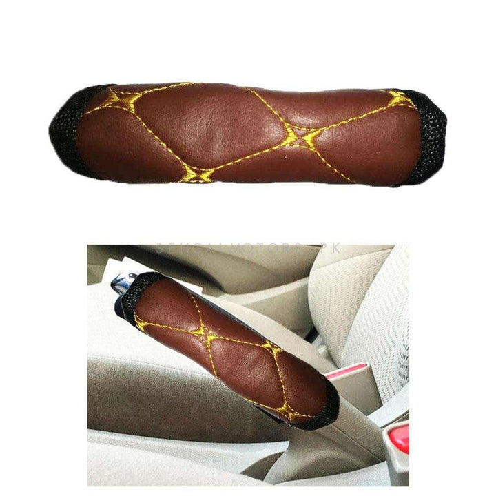 Universal Hand Brake Cover Brown With Mix Thread SehgalMotors.pk