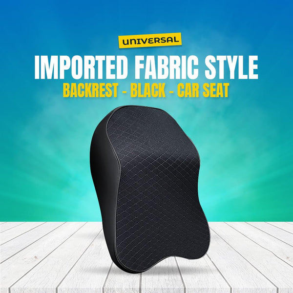 Universal Imported Fabric Style Backrest - Black - Car Seat Headrest Memory Cotton Soft Breathable Pillow Neck Support Cushion SehgalMotors.pk