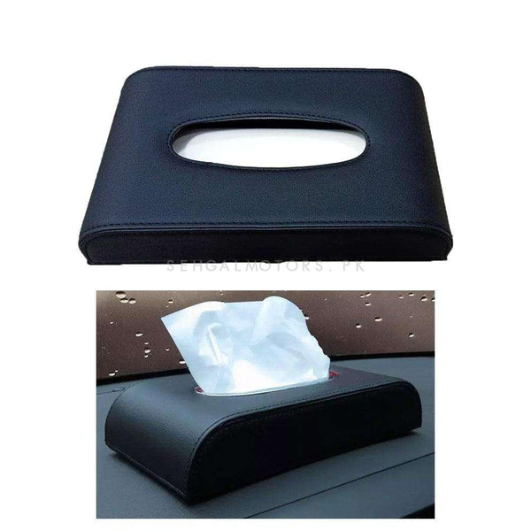 Universal Leather Car Tissue Holder Case Box - Black SehgalMotors.pk